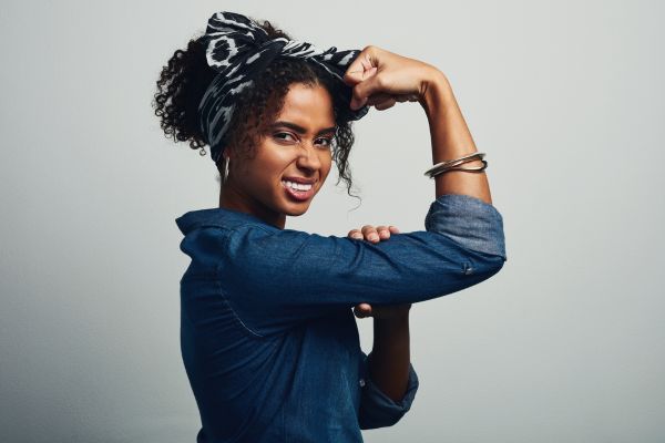 woman "we can do it" pose