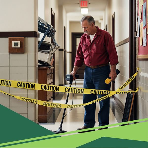 Custodian scanning a mercury spill
