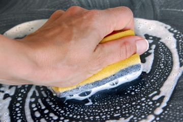 Cleaning with a sponge
