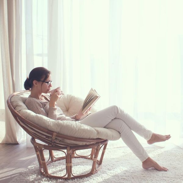Woman comfortable reading