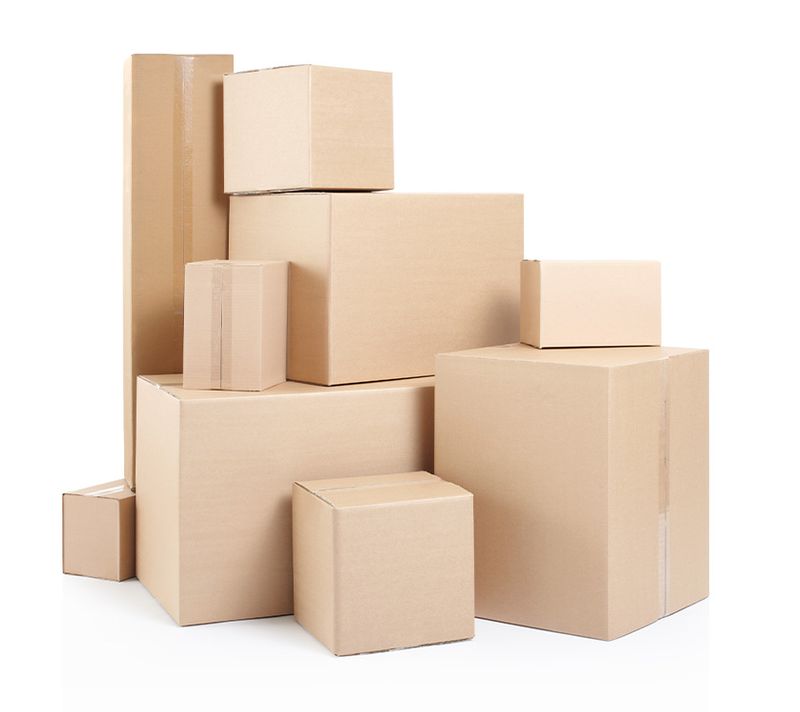 Pile of boxes on white background
