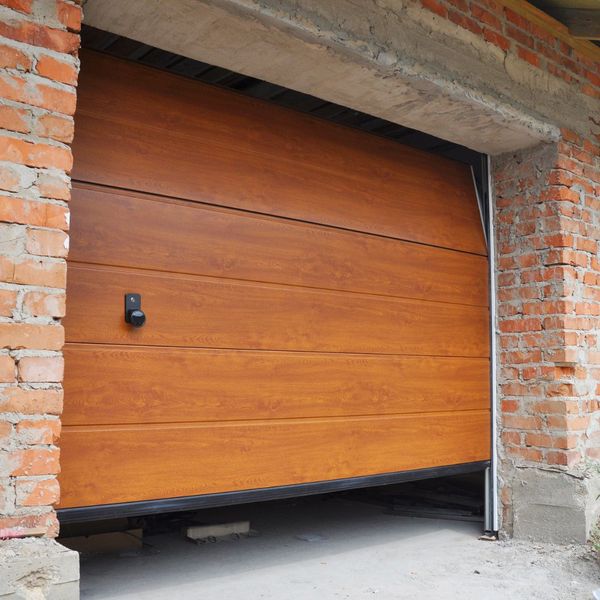 slightly open garage door