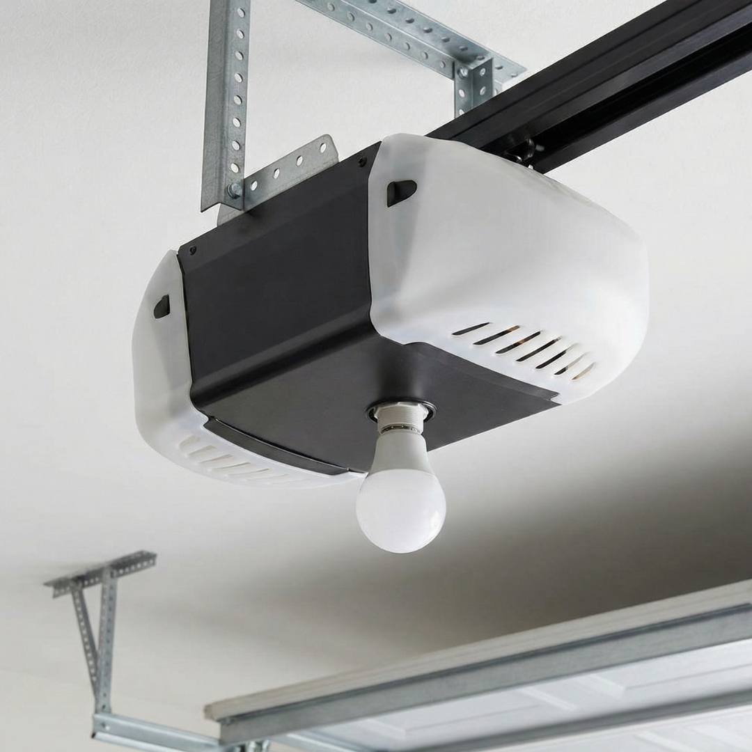 LED light bulb installed in a garage door opener unit causing signal interference.