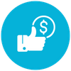icon of thumbs up with dollar sign