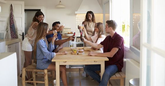 friends around a dining table