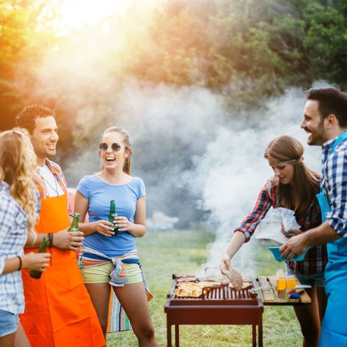 young people having fun at a barbecue