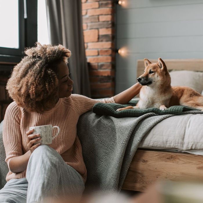 woman with her dog