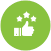 icon of thumb up with three stars above