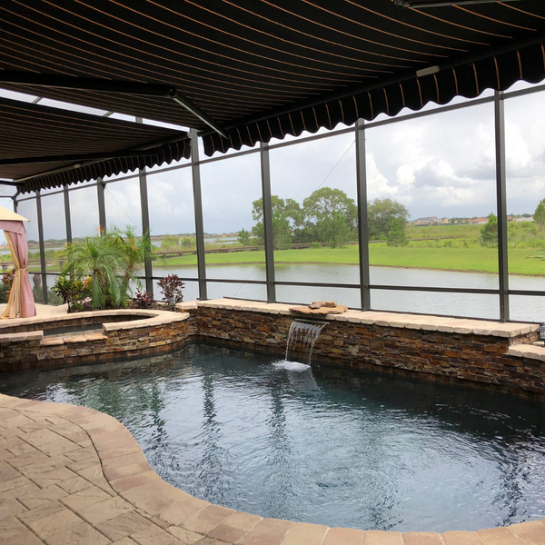 Awning above a pool