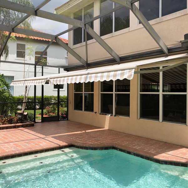 Awning over a pool
