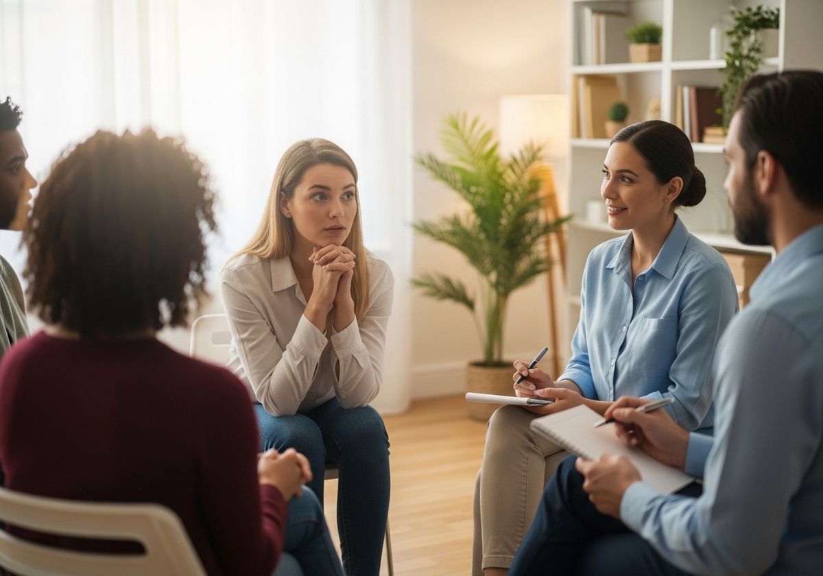 Group therapy session with diverse participants