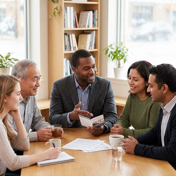 agent talking to family
