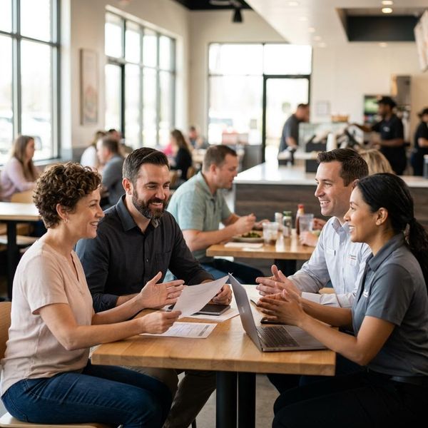 business people sitting at table