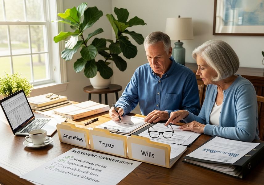 Mature couple planning retirement
