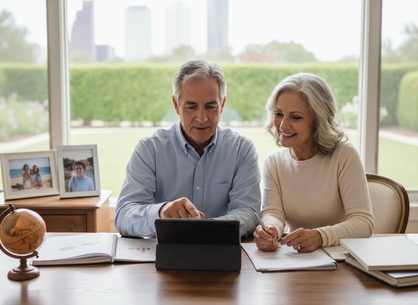 Senior Couple Reviewing Finances at Home