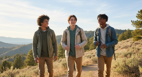 3 teen boys on a hike