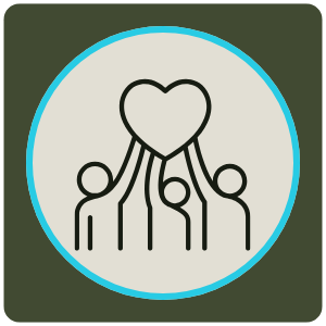 people holding heart icon