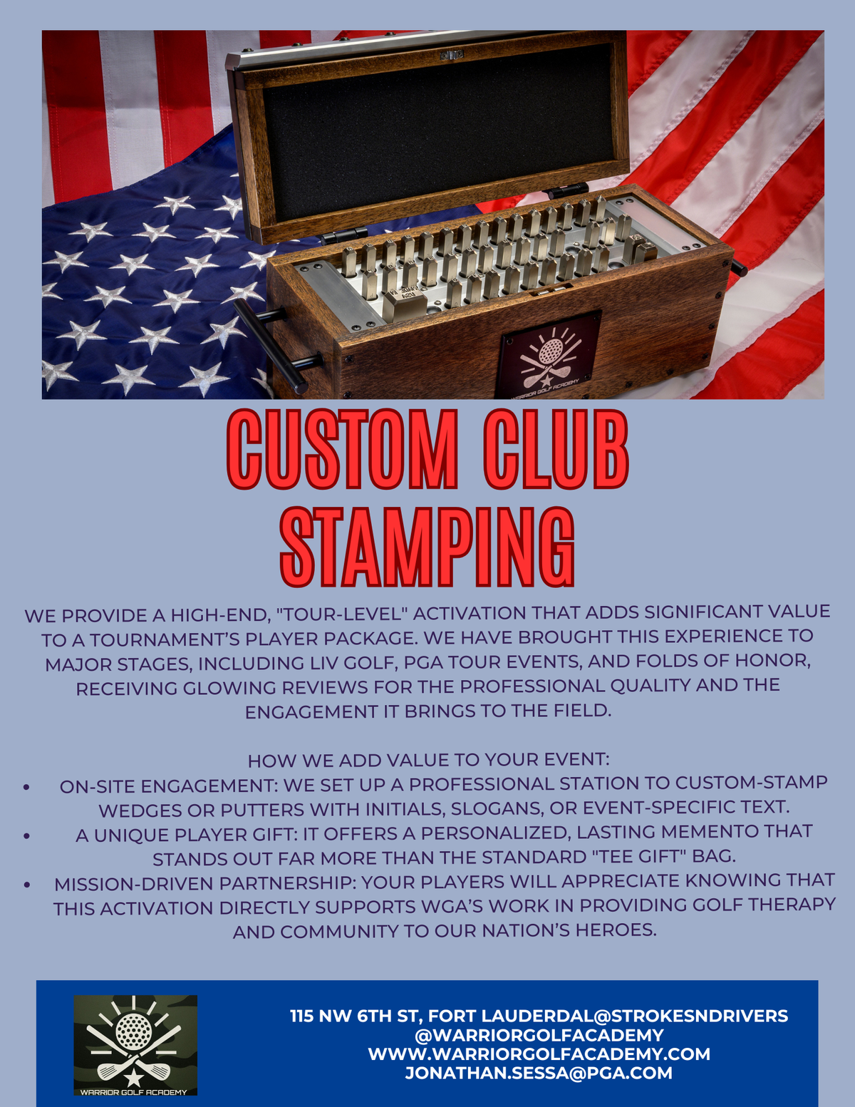 Professional On-Site Custom Golf Club Stamping by Warrior Golf Academy