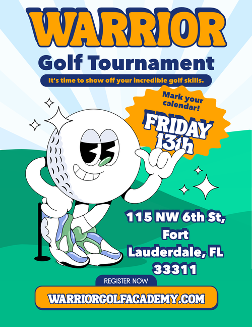 Orange and Green Playful Golf Tournament Flyer.png
