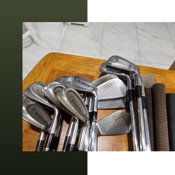 golf clubs on table