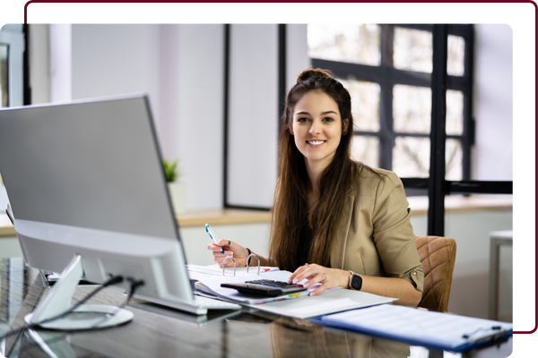 woman working on a computer