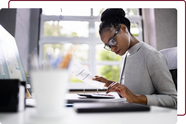 woman working on a computer