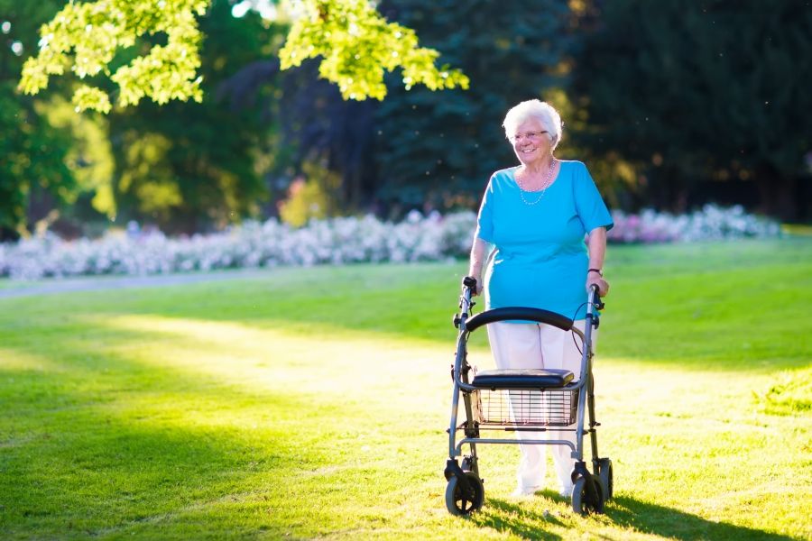 image of an elderly woman walking