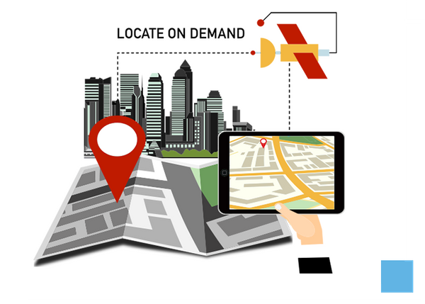 Illustration of a GPS and a city