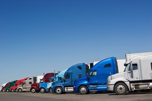 image of a fleet of semi trucks
