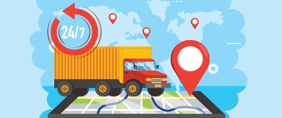 illustration of a truck using GPS