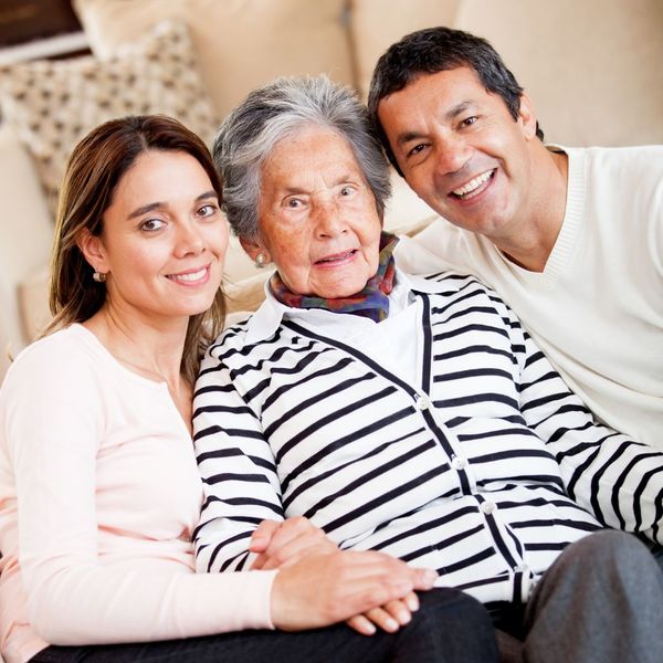 elderly woman and family