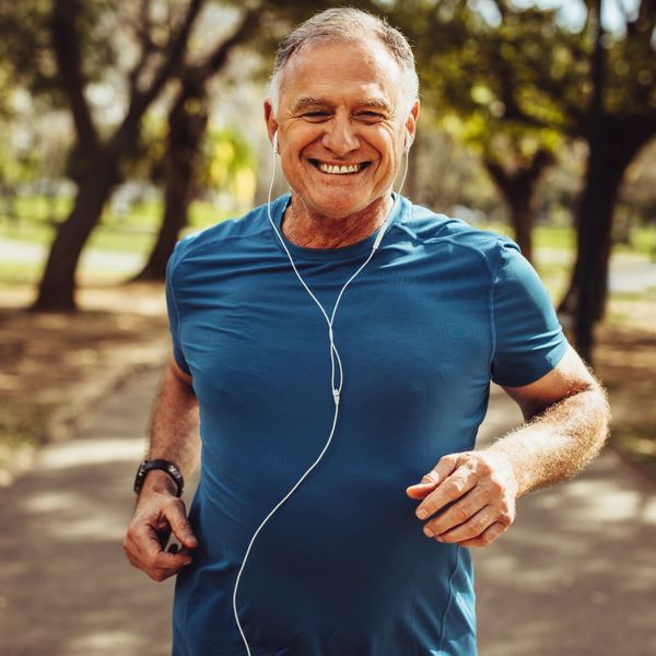 A senior man on a jog