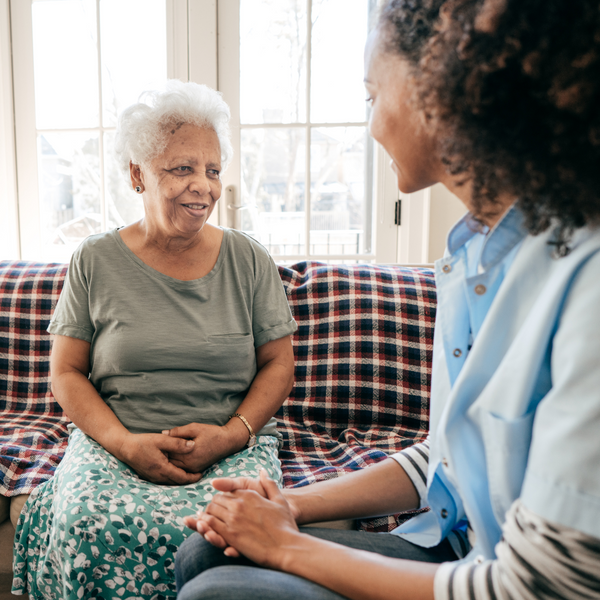 two woman talking