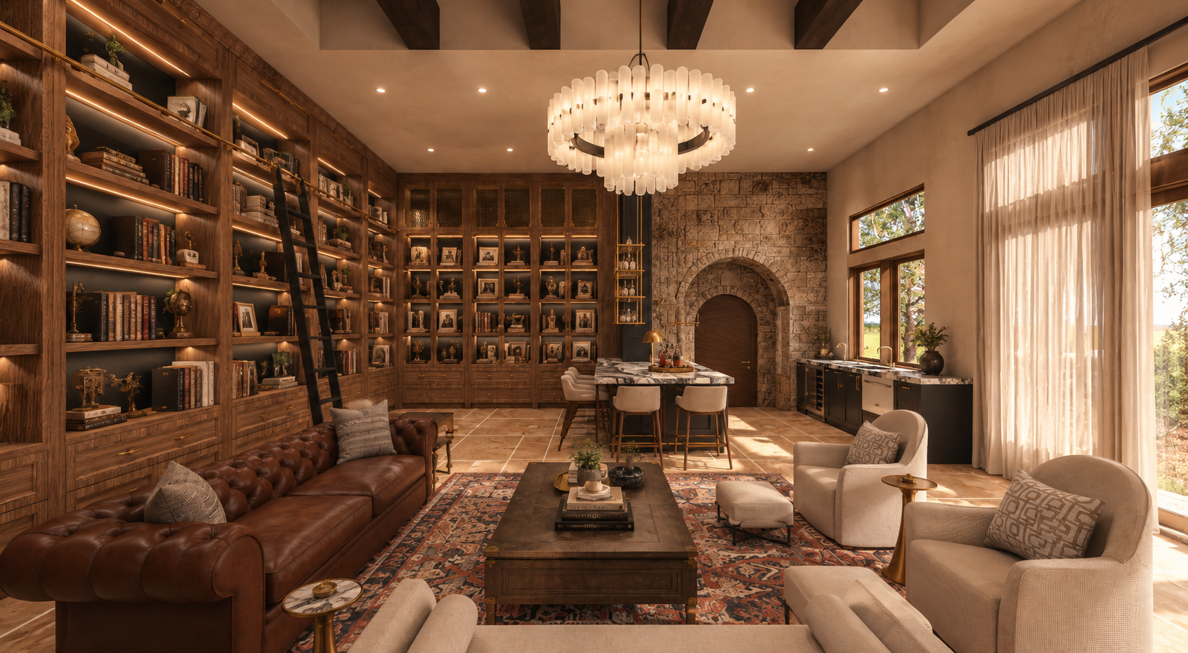3D Rendering Library Hotel Emma Inspired | Boerne