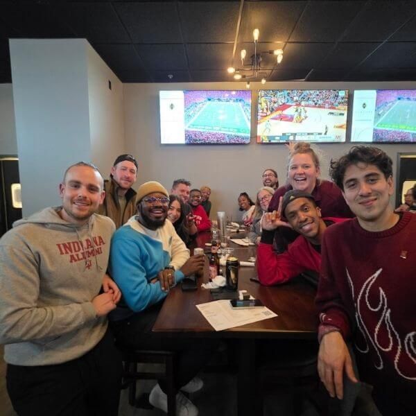 Crowd at the bar enjoying the game