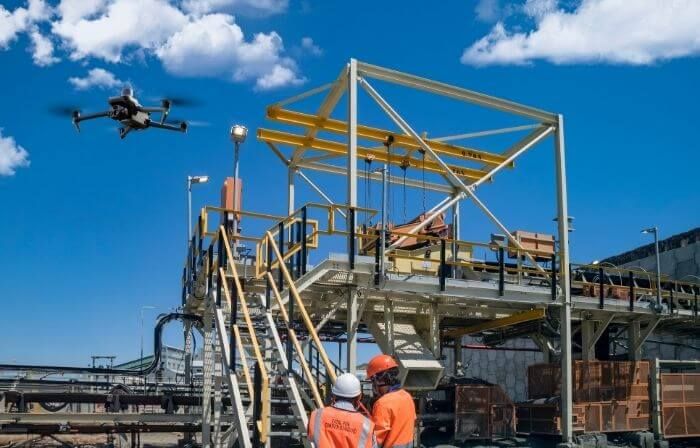 thermal imaging drone at construction site