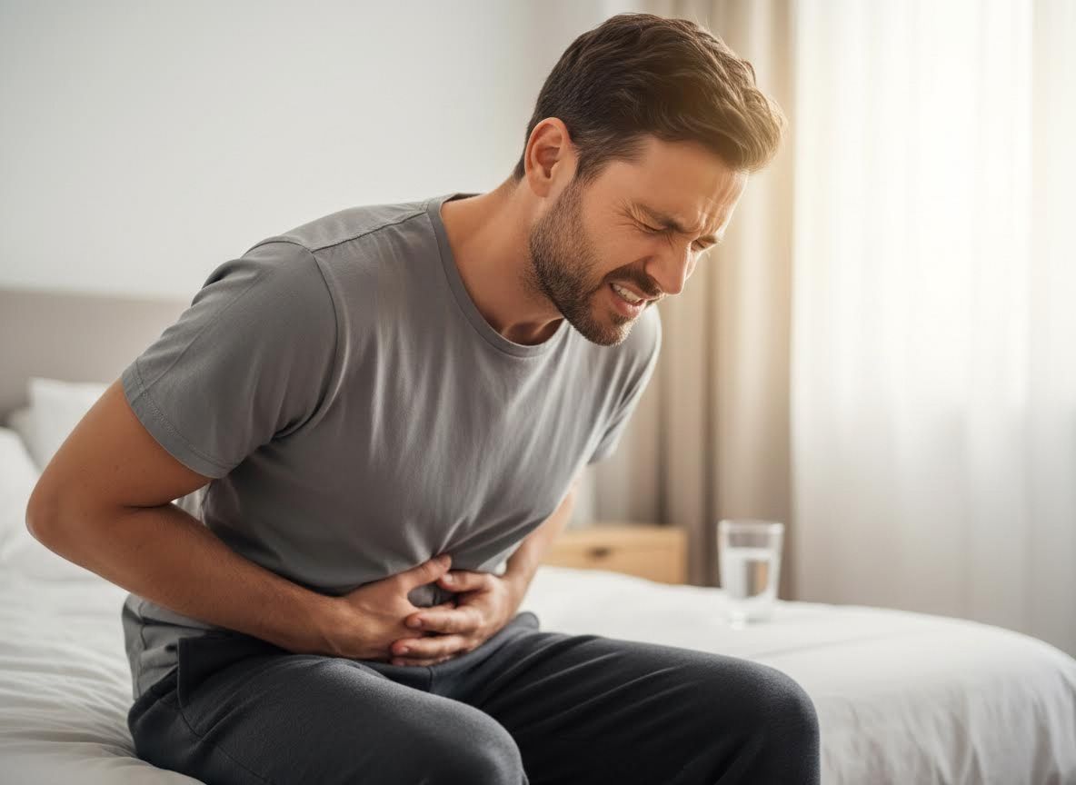 man experiencing acute pain