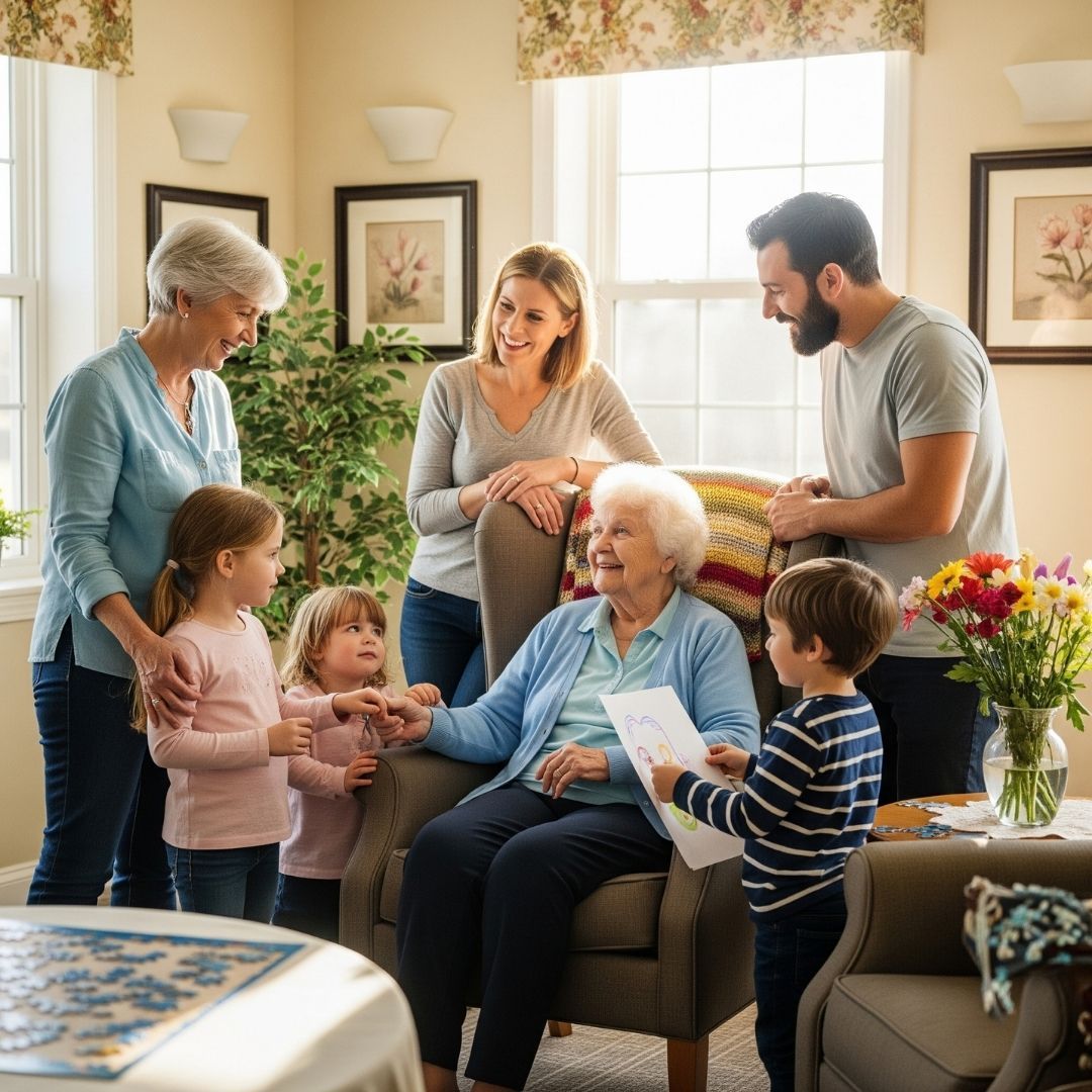 family visiting grandma 