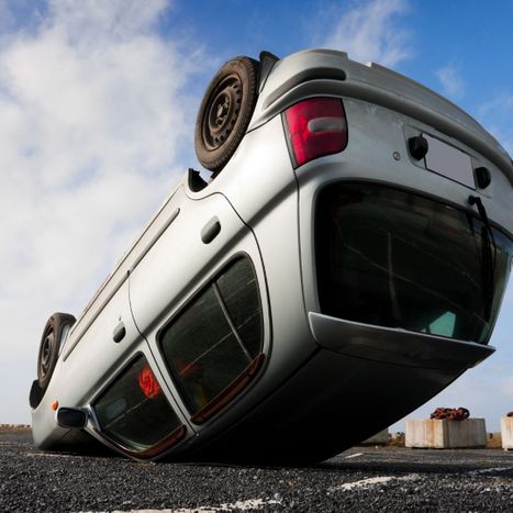 rolled over car