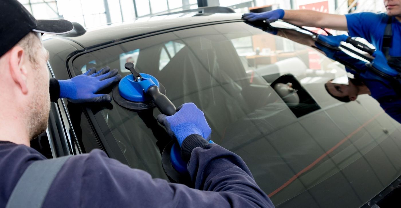 professionals installing a windshield