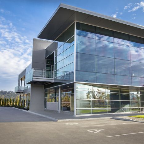 modern commercial building with window tint