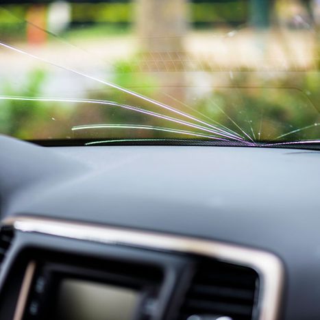 A cracked windshield