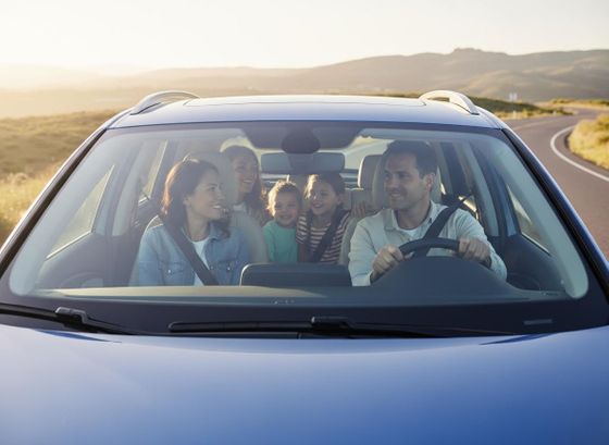 Happy Family on a Road Trip