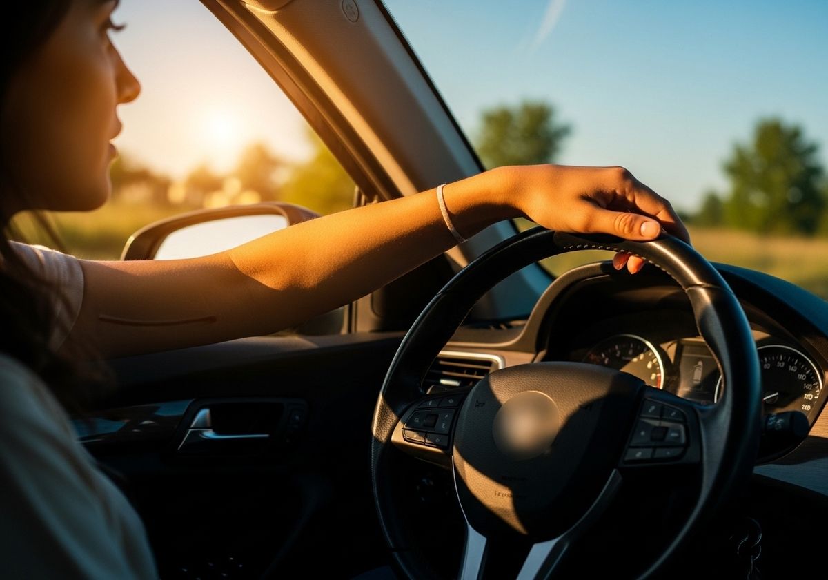 Woman Driving at Sunset