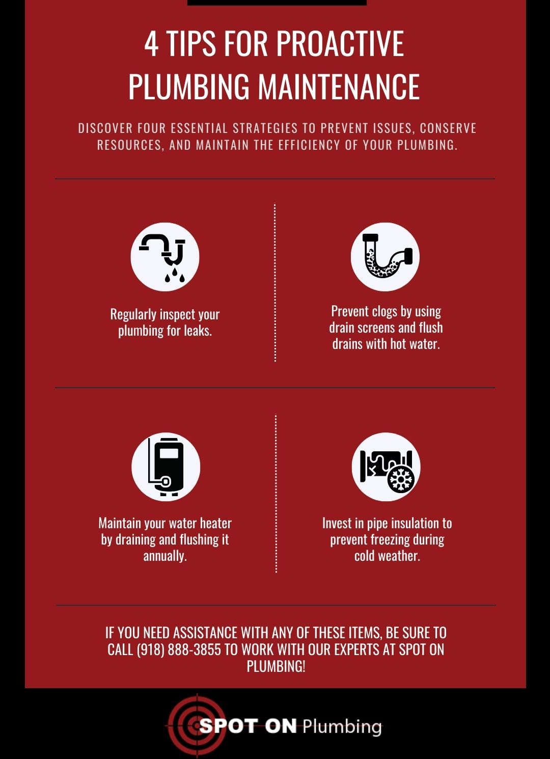 infographic giving 4 tip on proactive plumbing maintenance