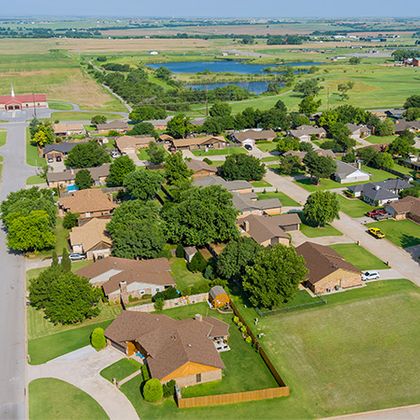 Oklahoma neighborhood aerial view