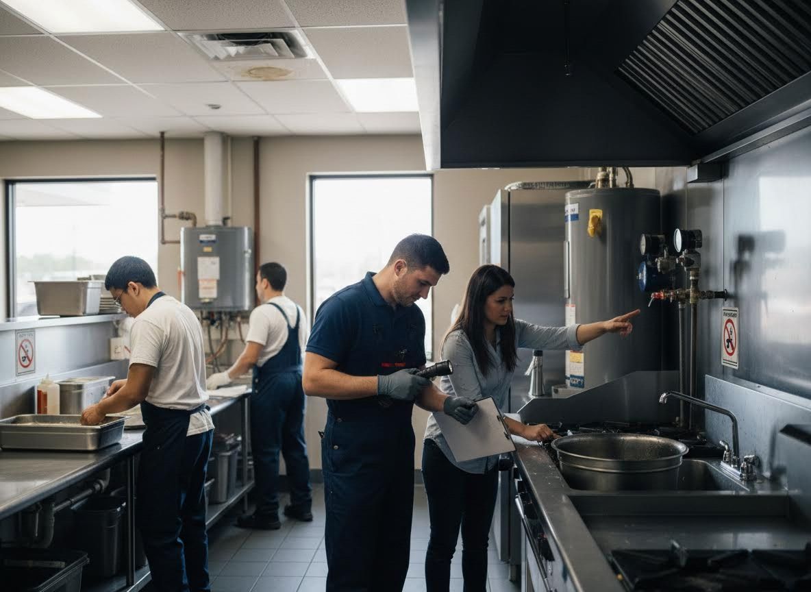 Commercial Kitchen Inspection and Staff Working