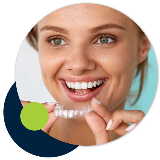 woman putting in aligners