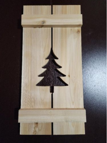 White Cedar Shutter with Pine Tree Cutout Pine Tree