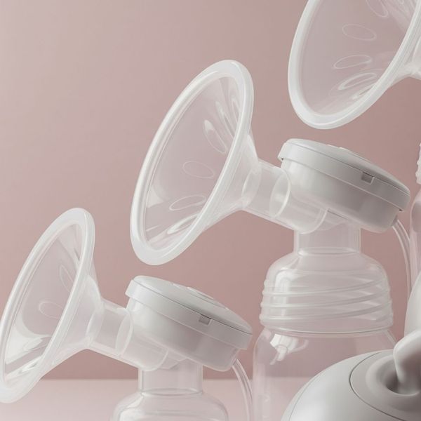 Close-up of breast pump settings and flange options, emphasizing customization Close-up of breast pump settings and flange options, emphasizing customization